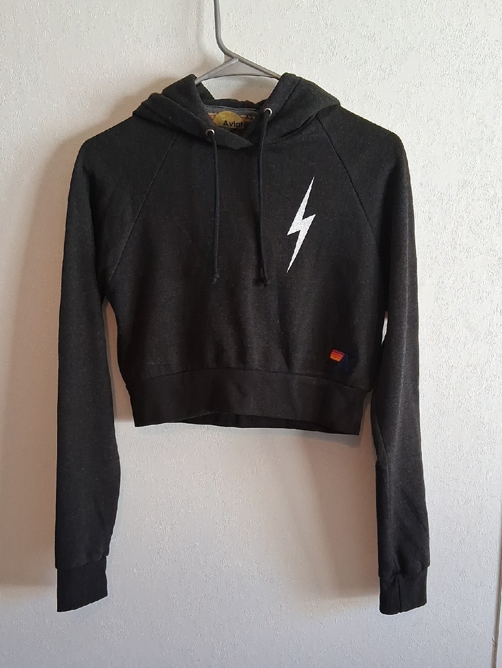 Aviator Nation Cropped Charcoal Hoodie